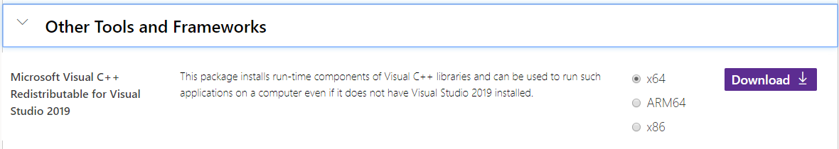 Microsoft Visual C++ Redistributable for Visual Studio 2019