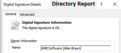 AMB Software digitally signed