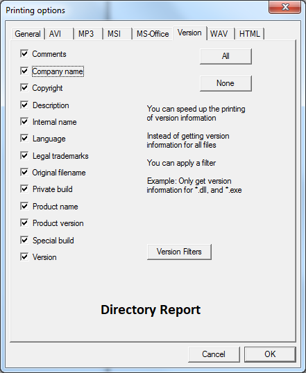 Printing exe, dll properties