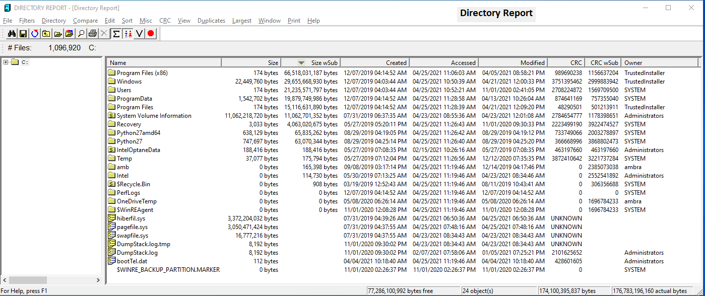 directory size